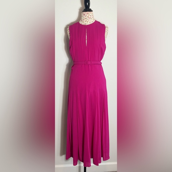 Belle Badgley Mischka Arya Fuchsia Keyhole Halter A-Line Midi Dress Size 10 NWT - Picture 3 of 11